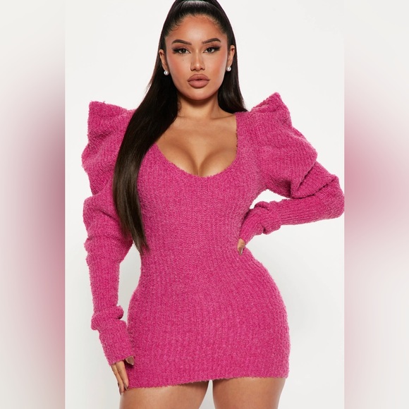 Fashion Nova Dresses & Skirts - Fuchsia Sweater Mini Dress